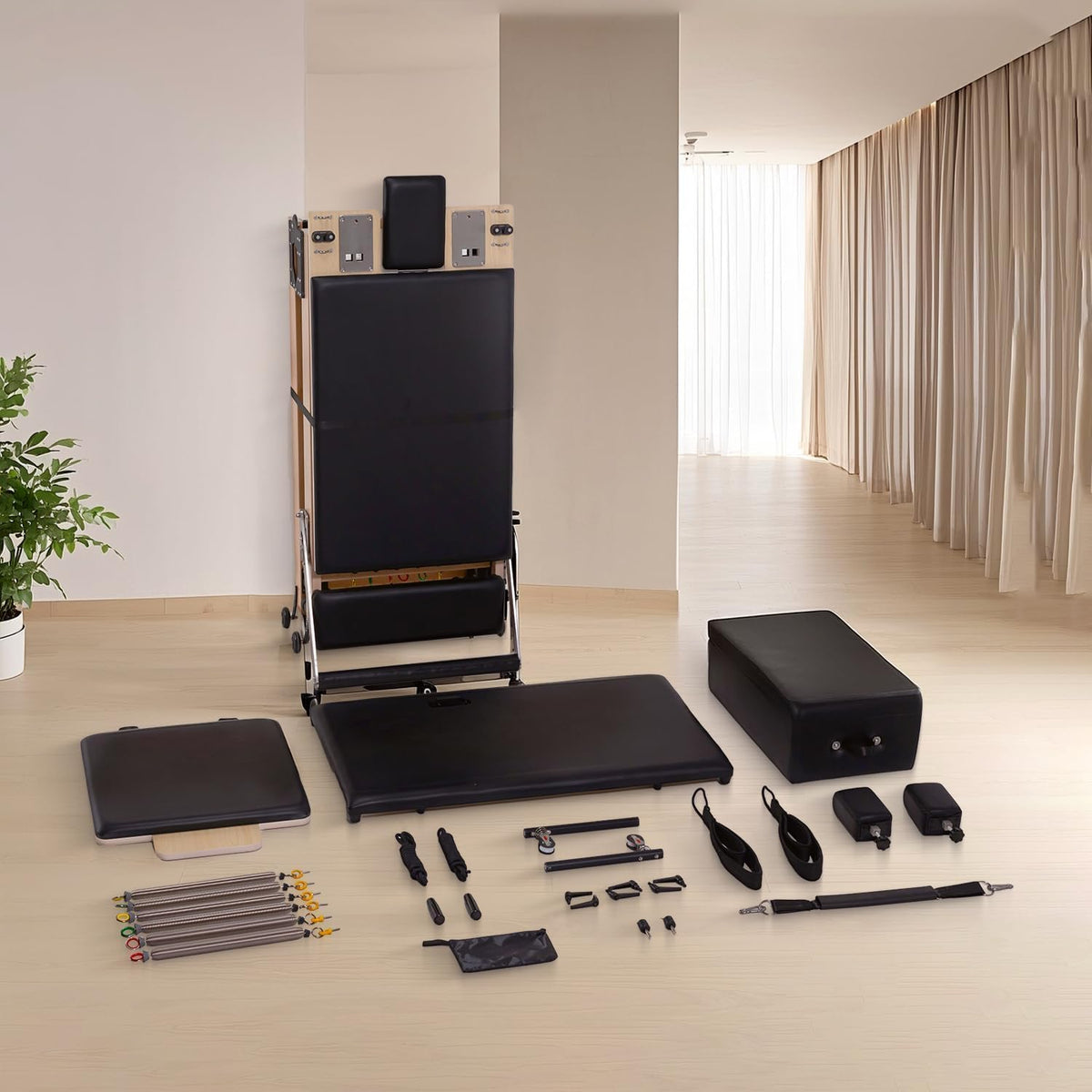 Foldable Pilates Reformer & Equipment - Pilates Reformer Workout Machine for Home Gym with Reformer Accessories, Reformer Box, Padded Jump Board - up to 300 Lbs Weight Capacity