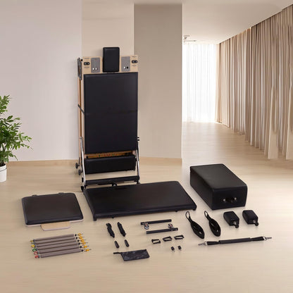 Foldable Pilates Reformer & Equipment - Pilates Reformer Workout Machine for Home Gym with Reformer Accessories, Reformer Box, Padded Jump Board - up to 300 Lbs Weight Capacity