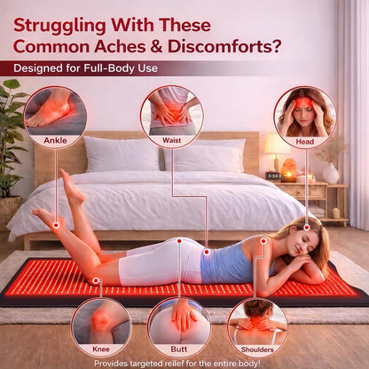 2026 Upgraded All-In-One Red Light Therapy Mat Full Body, 75” X 35” Medical-Grade TPU Red Light Blanket with 2600 Dual-Wavelength Leds (660Nm Red & 850Nm NIR) for Pain Relief