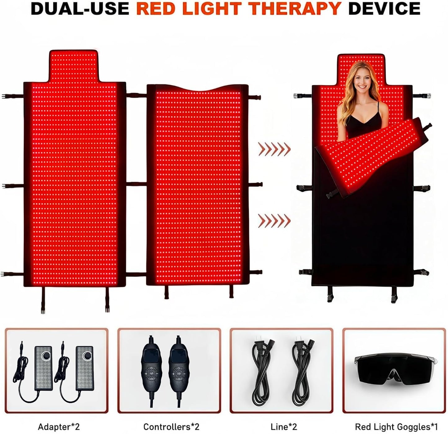 2026 Upgraded All-In-One Red Light Therapy Mat Full Body, 75” X 35” Medical-Grade TPU Red Light Blanket with 2600 Dual-Wavelength Leds (660Nm Red & 850Nm NIR) for Pain Relief