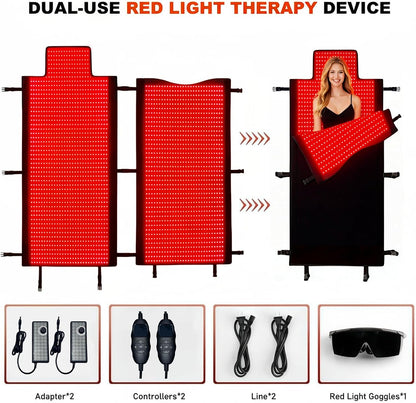 2026 Upgraded All-In-One Red Light Therapy Mat Full Body, 75” X 35” Medical-Grade TPU Red Light Blanket with 2600 Dual-Wavelength Leds (660Nm Red & 850Nm NIR) for Pain Relief