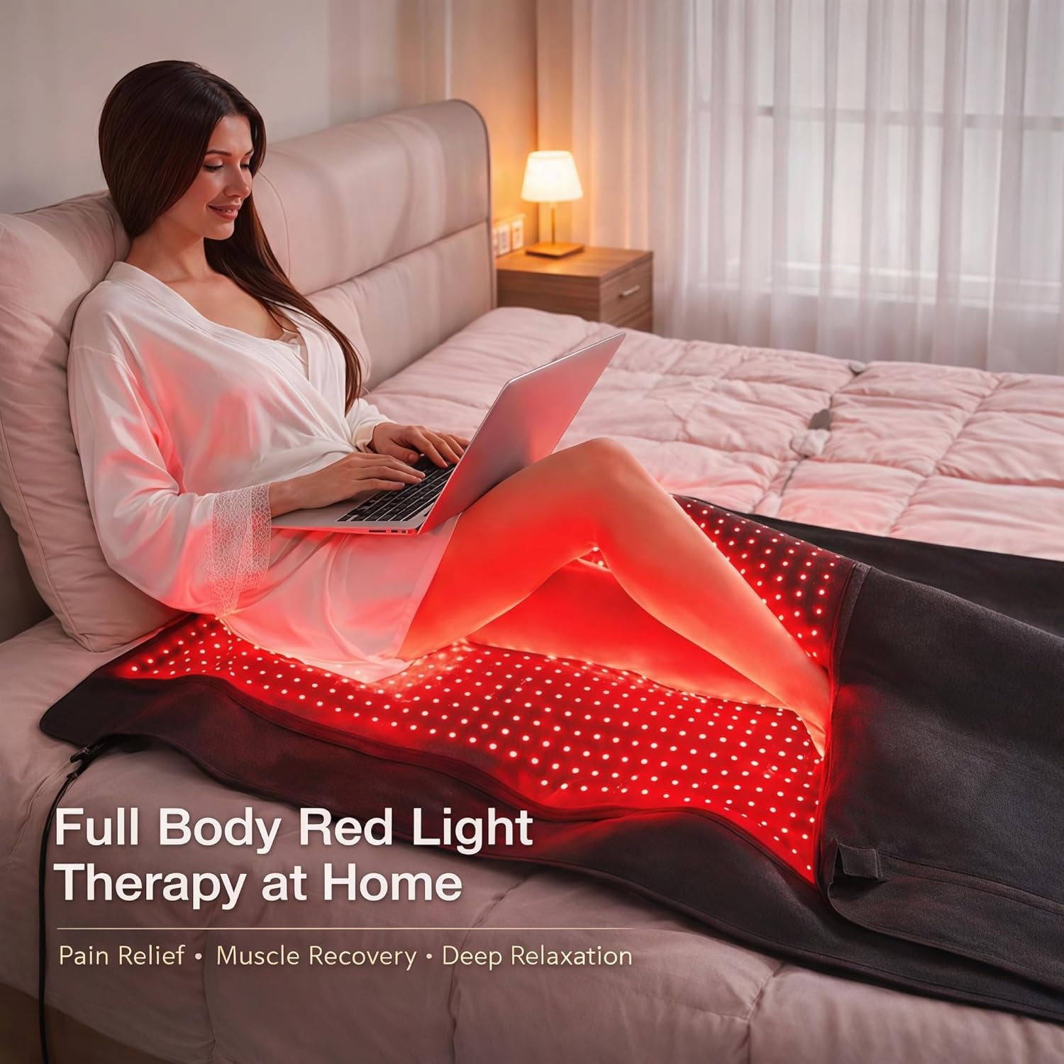 2026 Upgraded All-In-One Red Light Therapy Mat Full Body, 75” X 35” Medical-Grade TPU Red Light Blanket with 2600 Dual-Wavelength Leds (660Nm Red & 850Nm NIR) for Pain Relief