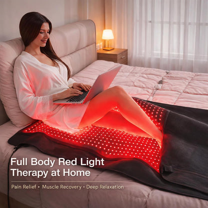 2026 Upgraded All-In-One Red Light Therapy Mat Full Body, 75” X 35” Medical-Grade TPU Red Light Blanket with 2600 Dual-Wavelength Leds (660Nm Red & 850Nm NIR) for Pain Relief