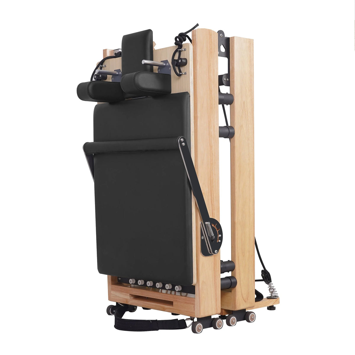 Oak Adjustable-Leg Foldable Pilates Reformer Black